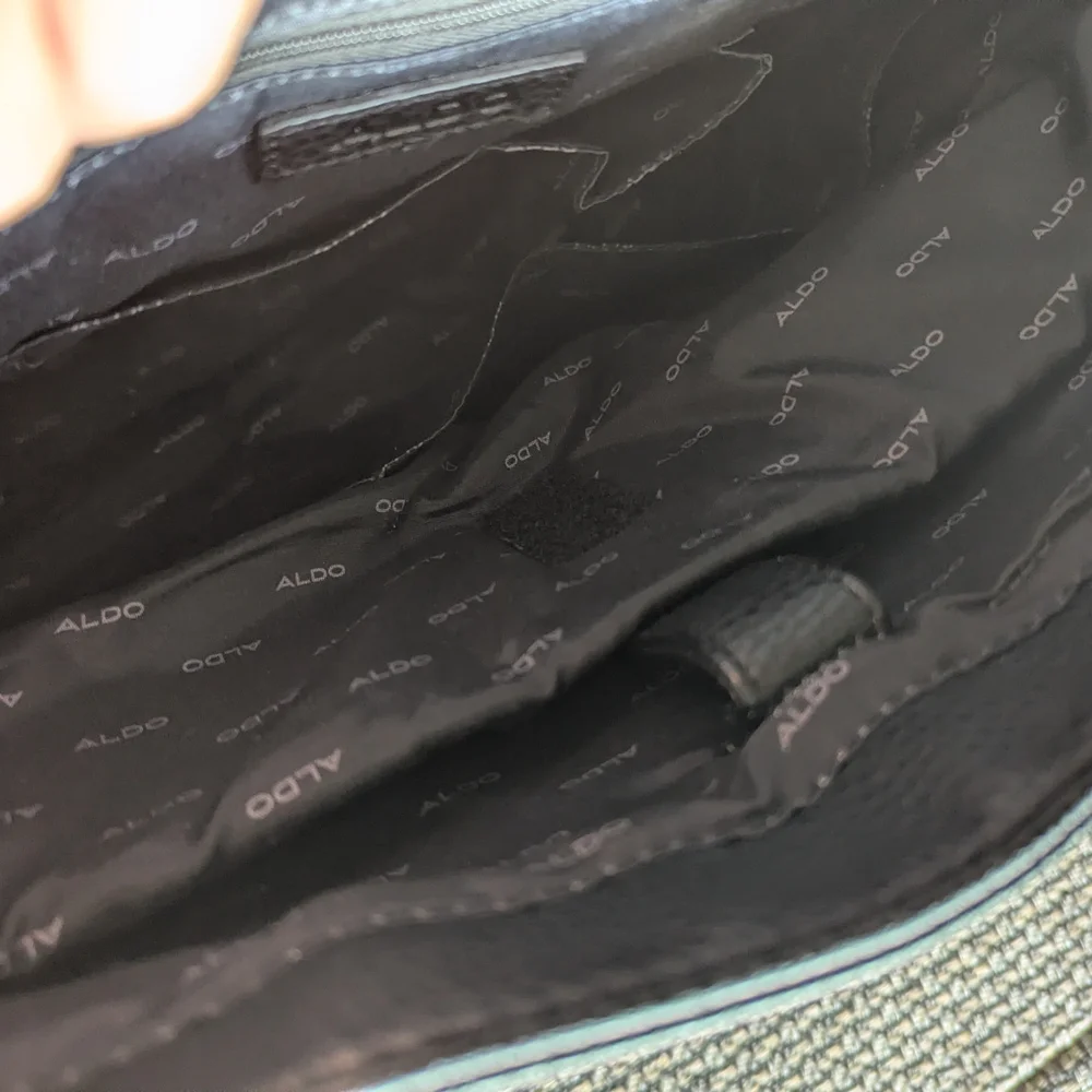 Aldo Black Faux Leather Men's Unisex Laptop Bag Student Shoulder Messenger Tech